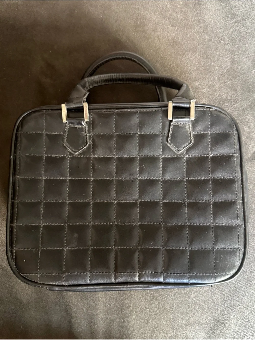 Black Quilted Jewelry Organizer Travel Case with Removable Clear Zip Pouches